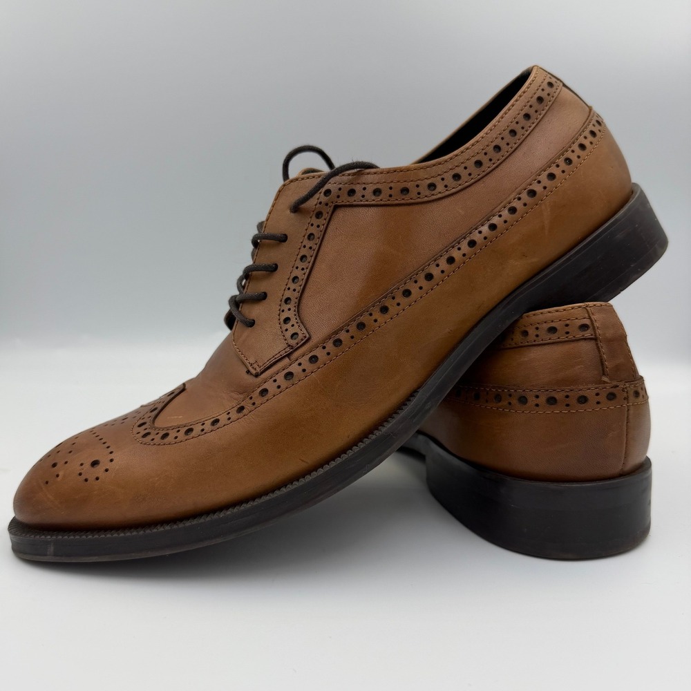 ALDO Men's 10.5 Brown Leather Wingtip Brogue Derby Dress Shoes Lace Up EU 43.5
